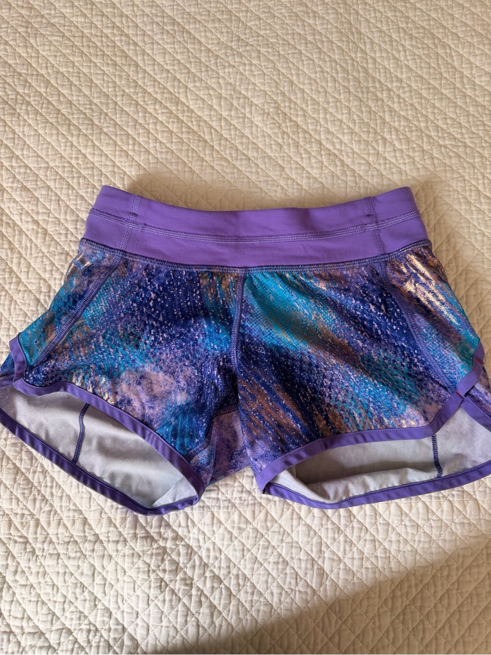 Ivivva Purple and Blue Multi-Print Girls Athletic Shorts